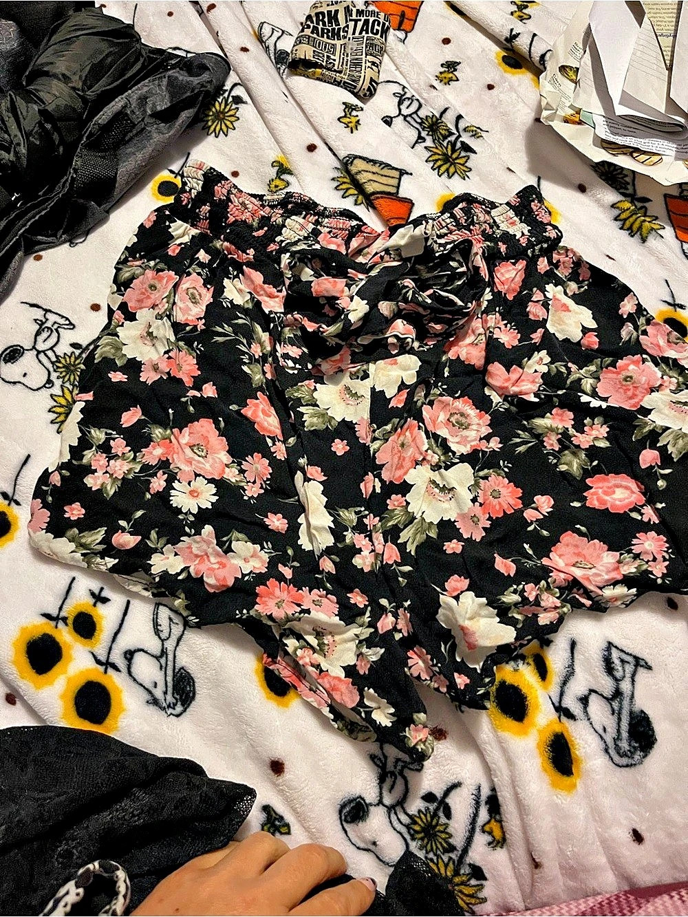MOTHER Floral Mini Dress in Black & Pink